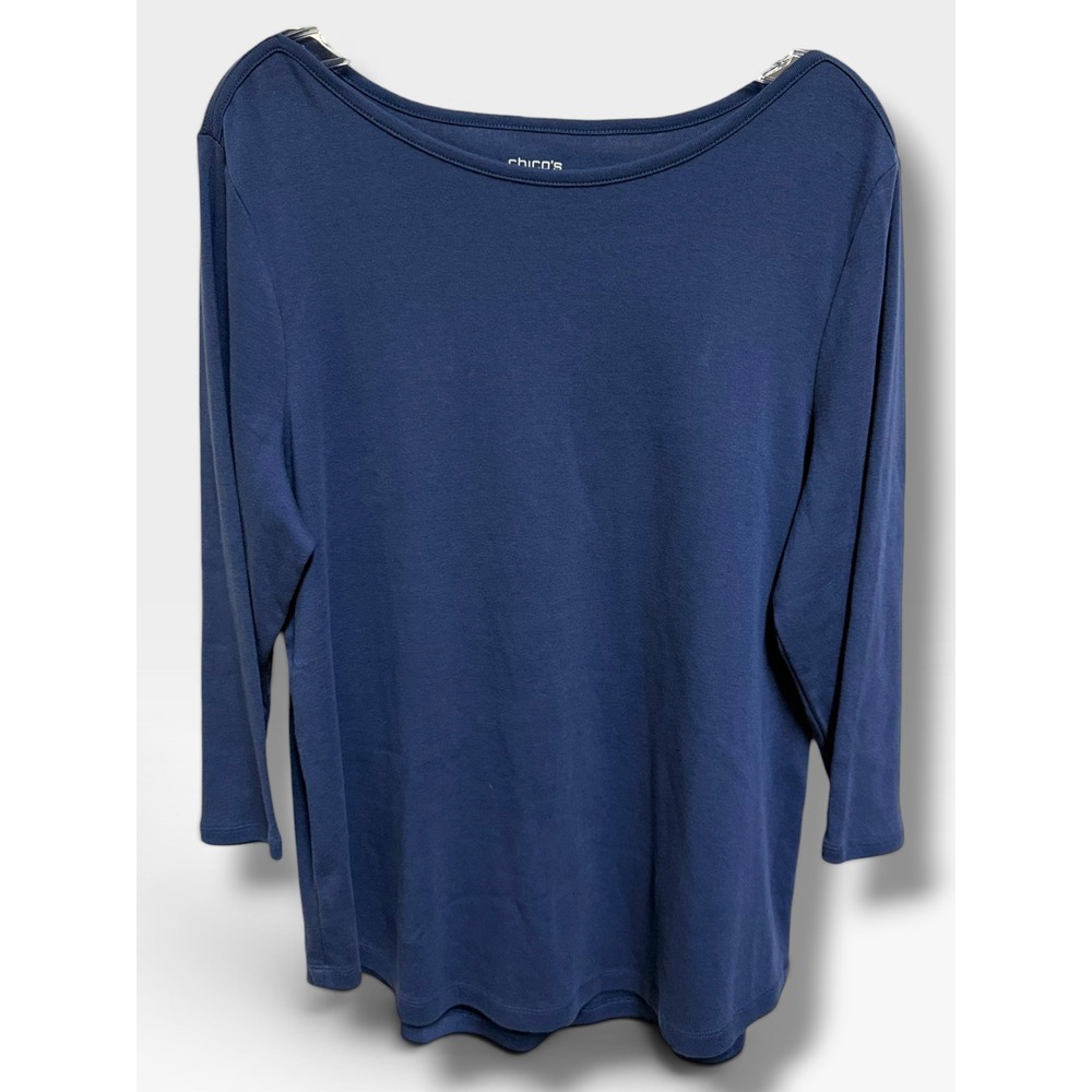 NWT Chico's The Ultimate Tee Gigi Shirttail Top Twilight Blue Size 3 XL